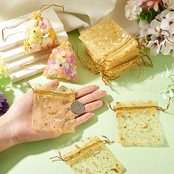 30Pcs Gold Stamping Moon Star Organza Drawstring Gift Bags&nbsp;ABAG-TA0002-21C