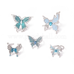 5Pcs 5 Styles Alloy Rhinestone Cuff Rings&nbsp;PW-WG077C5-01