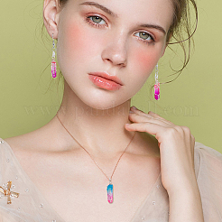 30Pcs Natural Dyed Quartz Bead Pointed Pendants&nbsp;PALLOY-OC00045