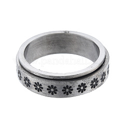 Non-Tarnish 201 Stainless Steel Flower Rotating Ring&nbsp;RJEW-N043-26