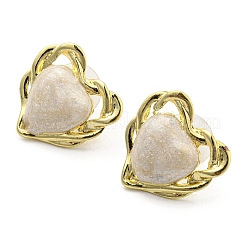 Resin Heart Stud Earrings&nbsp;LS-EJEW-Z018-01G
