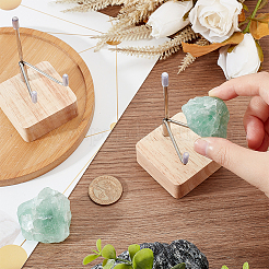 Square Wooden Crystal Rock Display Easels with Iron Holder&nbsp;ODIS-WH0038-28A-P