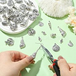 50Pcs 10 Style Tibetan Style Alloy Pendants&nbsp;TIBEP-CJ0003-46