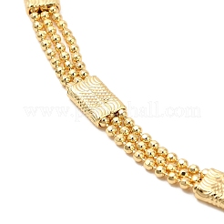 Rack Plating Brass Rectangle Link Chain Necklace with Ball Chains for Women&nbsp;NJEW-F311-01G