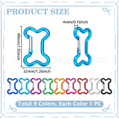 9Pcs 9 Colors Aluminum Rock Climbing Carabiners&nbsp;FIND-UN0010-08