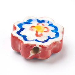 Handmade Porcelain Flower Beads Strands&nbsp;PORC-G006-14D