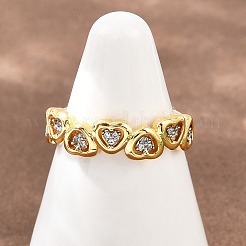 Brass Micro Pave Clear Cubic Zirconia Cuff Open Rings&nbsp;RJEW-T028-01B-G