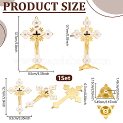Religion Alloy Enamel Crucifix Cross Statue Display Decorations&nbsp;DJEW-WH0043-105D