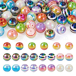 28Pcs 11 Colors Stripe Resin Beads&nbsp;RESI-TA0001-75