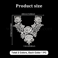 2Pcs 2 Colors Embroidered Floral Lace Collar&nbsp;DIY-GA0007-61