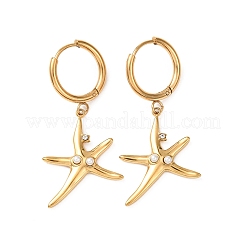 304 Stainless Steel Rhinestone Dangle Hoop Earrings for Women&nbsp;EJEW-F417-01G-02