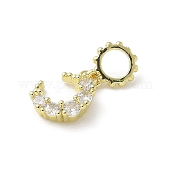 Brass Micro Pave Clear Cubic Zirconia Crescent Moon European Dangle Charms&nbsp;KK-A236-20G