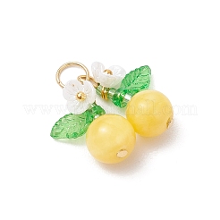 6Pcs 6 Styles Natural Amethyst & Carnelian & Mashan Jade & Malaysia Jade Cherry Pendants&nbsp;PALLOY-MZ00821
