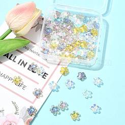 70Pcs 5 Colors Transparent Electroplate Glass Bead Caps&nbsp;EGLA-FS0001-55