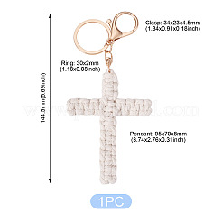 Cotton Cord Cross Keychains&nbsp;AJEW-TAC0031-03C