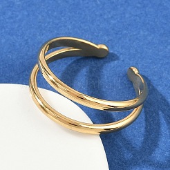 304 Stainless Steel Adjustable Open Cuff Rings for Women&nbsp;RJEW-K301-05G