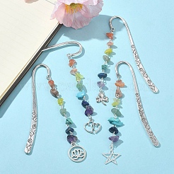 4Pcs 4 Style Shamrock Heart Star Alloy Pendant Bookmarks&nbsp;AJEW-TA00015