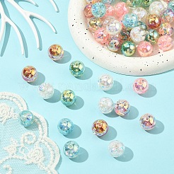 12Pcs Transparent Inner Flower Acrylic Beads&nbsp;RESI-YW0004-86A