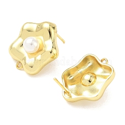 Brass Plastic Pearl Stud Earring Findings&nbsp;KK-G547-06G