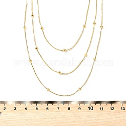 304 Stainless Steel Ball Snake Chain 3 Layer Necklaces for Women&nbsp;NJEW-V012-04G