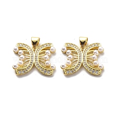 Brass Clear Cubic Zirconia Pendants&nbsp;KK-G446-13G