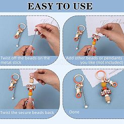 16Pcs 9 Styles Gradient Color Alloy Beadable Bar Keychain for DIY Crafts Jewelry Making&nbsp;KEYC-SZ0001-19