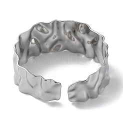 Non-Tarnish 304 Stainless Steel Textured Open Cuff Bangle for Women&nbsp;BJEW-Q770-02P