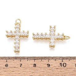 Religion Brass Micro Pave Clear Cubic Zirconia Pendants&nbsp;KK-T080-41G