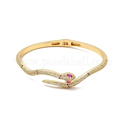 Cubic Zirconia Snake Open Cuff Bangle&nbsp;BJEW-P281-09G-02