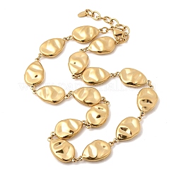 316L Surgical Stainless Steel Textured Flat Teardrop Link Chain Necklaces&nbsp;NJEW-D297-03G