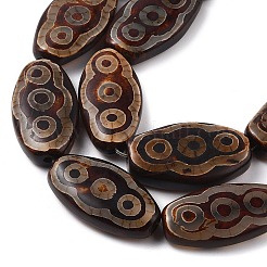 Oval with 3-Eye Pattern Tibetan Style dZi Beads Strands&nbsp;G-NH0001-14B