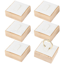 6Pcs Bamboo Single Ring Display Stands with PU Leather/Velvet Mat&nbsp;RDIS-CL0001-01A
