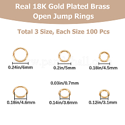 300Pcs 3 Styles Brass Open Jump Rings&nbsp;KK-BBC0008-74
