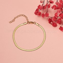 3mm 304 Stainless Steel Flat Snake Dome Herringbone Chain Link Bracelet for Men Women&nbsp;BJEW-CJC0001-02B