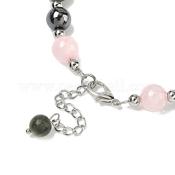 8mm Round Natural Rose Quartz & Natural Chinese Southern Jade & Synthetic Non-Magnetic Hematite Beaded Bracelets&nbsp;BJEW-PH01801
