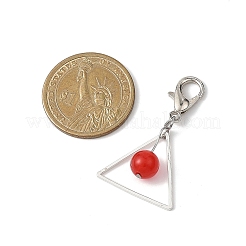 3Pcs Brass Triangle & Natural Malaysia Jade & Labradorite & White Jade Pendant Decorations&nbsp;HJEW-JM04552