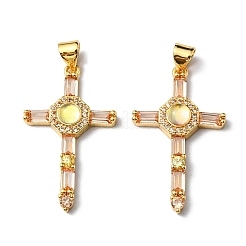 Rack Plating Brass Micro Pave Cubic Zirconia Pendants&nbsp;KK-P235-08G-01