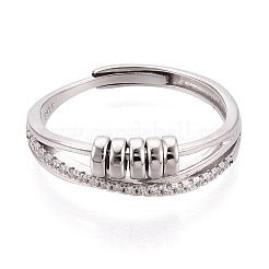 925 Sterling Silver Micro Pave Clear Cubic Zirconia Adjustable Finger Rings for Women&nbsp;STER-N016-136P