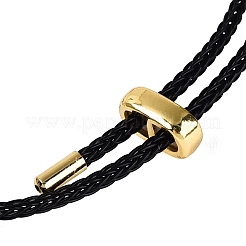 Natural Jadeite Flower Adjustable Cowhide Leather Cord Slider Bracelets with Brass Slider Beads&nbsp;BJEW-N041-05