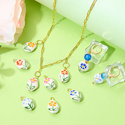 10Pcs 5 Colors Handmade Porcelain Pendants&nbsp;HJEW-SW00419