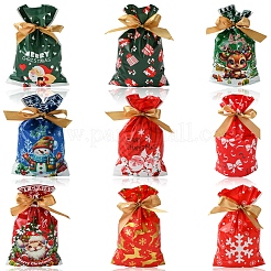 18Pcs 9 Styles Christmas Theme Plastic Packing Pouches Drawstring Bags&nbsp;ABAG-FS0001-04