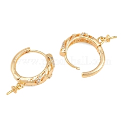 Brass Micro Pave Clear Cubic Zirconia Huggie Hoop Earring Findings&nbsp;KK-CBA2DE6-20G