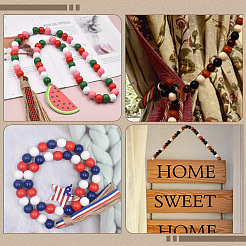 Spray Painted/Dyed Round Natural Schima Wood Beads&nbsp;WOOD-PA0001-80