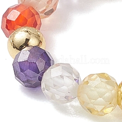 Adjustable Cubic Zirconia & Shell Pearl & Brass Round Bead Stretch Finger Rings&nbsp;RJEW-JR00974