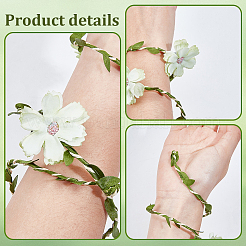Flower Polyester with Iron wire Upper Arm Cuff Bangles for Women&nbsp;AJEW-GF0014-08B
