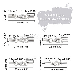 50 Sets 5 Styles 304 Stainless Steel Lobster Claw Clasps&nbsp;STAS-UN0042-01