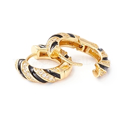 Real 18K Gold Plated Cubic Zirconia Hoop Earrings&nbsp;EJEW-I260-21G-NR