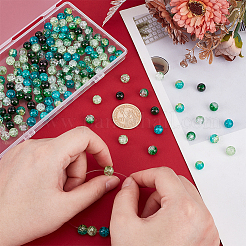 240Pcs 6 Colors Spray Printed Crackle Glass Beads&nbsp;CCG-HY0001-02B