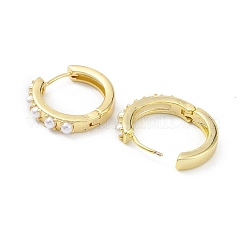 Circle Ring Rack Plating Brass Plastic Pearl Bead Hoop Earrings for Women&nbsp;EJEW-K245-19G