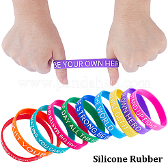 20Pcs 20 Style Motivational Quotes Silicone Cord Bracelets Wristbands&nbsp;BJEW-WH0020-51A